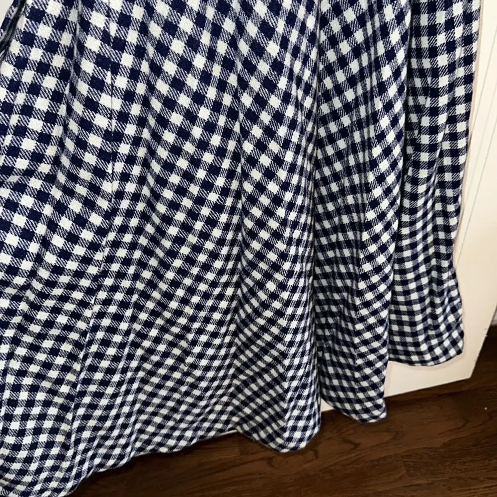 Vintage 60s/70s Kelita navy blue & white‎ checked winter maxi skirt